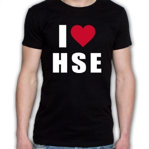 Na obrazku przedstawiona jest koszulka I love HSE - Koszulki BHP Proresult