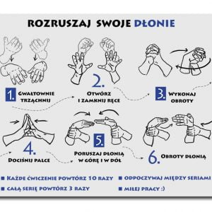 Na obrazku przedstawiona jest podkładka pod myszkę z nadrukowanymi ćwiczeniami na nadgarstki - Podkładka pod myszkę BHP Proresult