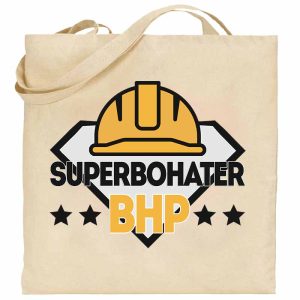 Torba bawełniana ecru z napisem "superbohater bhp" - gadżety Proresult