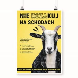 Koza ubrana w skórzaną kurtkę motocyklisty z kolczykami w uszach na żółtym tle - Proresult