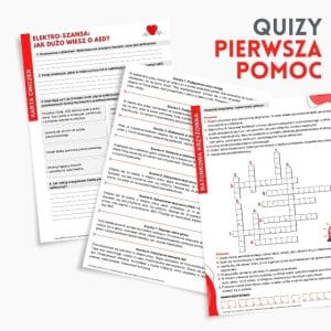 Na obrazku są przedstawione trzy przykładowe karty pracy z produktu quizy pierwsza pomoc - Quizy BHP Proresult