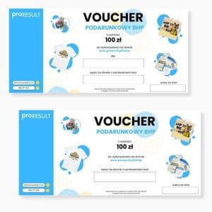 Na obrazku jest przedstawiona wizualizacja jak wygląda voucher podarunkowy bhp 100 zł - Vouchery podarunkowe bhp